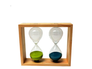 2 Glass Timer In Natrual Frame 30.60Min 25X 30X8.5Cm