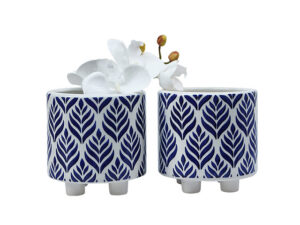 2 Piece Ceramic Ftd Leaf Pattern Pot