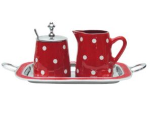 Alu Milk and Sugar Set On Tray Red 34X19Cm