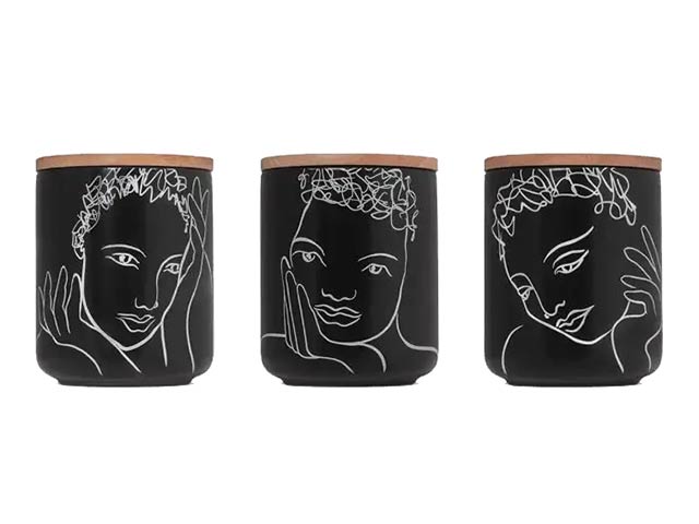 Canister Small Set Of 3 - Sketchbook Black Mix