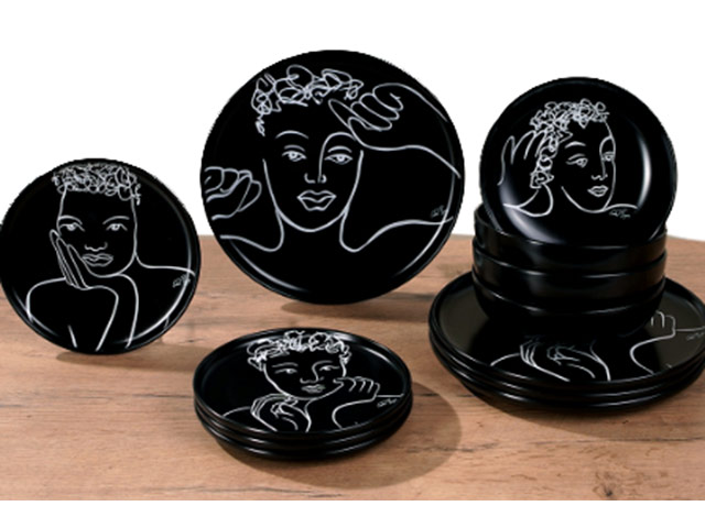 Dinnerware 12Pc Set - Sketchbook Black