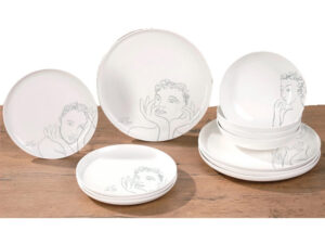 Dinnerware 12Pc Set - Sketchbook Grey