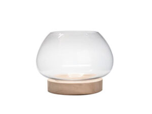 Flat Rose Bowl With Wooden Base 23X31Cm