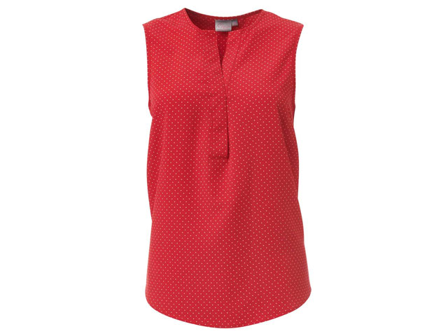 K222 Ladies Sleeveless Kaylee Blouse With Placket- Polka Dot Print - Image 3