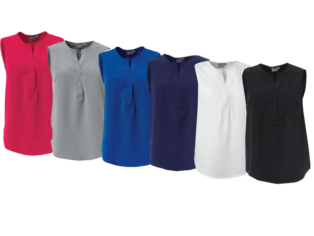 K225 Ladies Sleeveless Kaylee Blouse With Placket- Plain Koshibo - Image 2