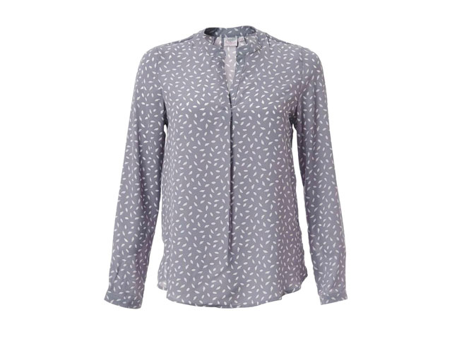 K229 Fleur Ladies Long Sleeve Aria Blouse - Leaf Print Georgette - Image 2