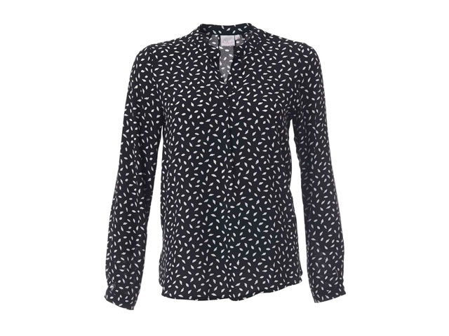 K229 Fleur Ladies Long Sleeve Aria Blouse - Leaf Print Georgette - Image 3