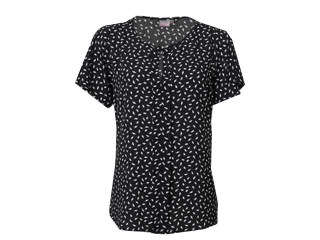 K229 Fleur Ladies Short Sleeve Grace Blouse - Leaf Print Georgette - Image 2