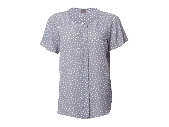 K229 Fleur Ladies Short Sleeve Grace Blouse - Leaf Print Georgette - Image 3
