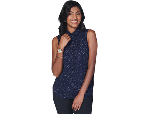 K231 Venice Ladies Sleeveless Romy Blouse - Triangle Print Georgette