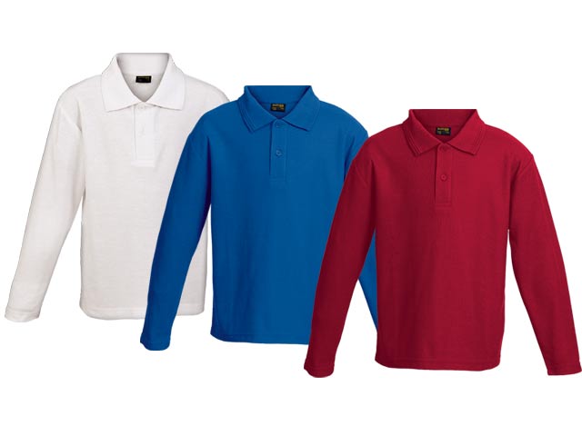 Kiddies 175G Pique Knit Long Sleeve Golf Shirts - Image 2