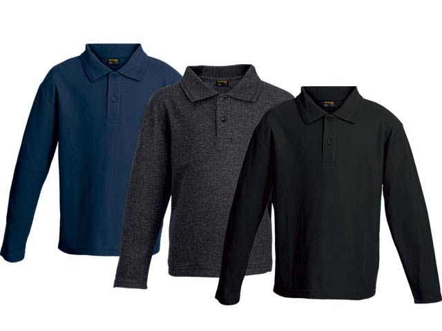 Kiddies 175G Pique Knit Long Sleeve Golf Shirts - Image 3