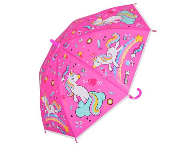 Kids Heart Unicorn 8-Panel Umbrella And Whistle
