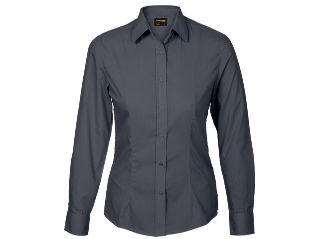 Ladies Basic Poly Cotton Blouse Long Sleeve Shirt - Image 3