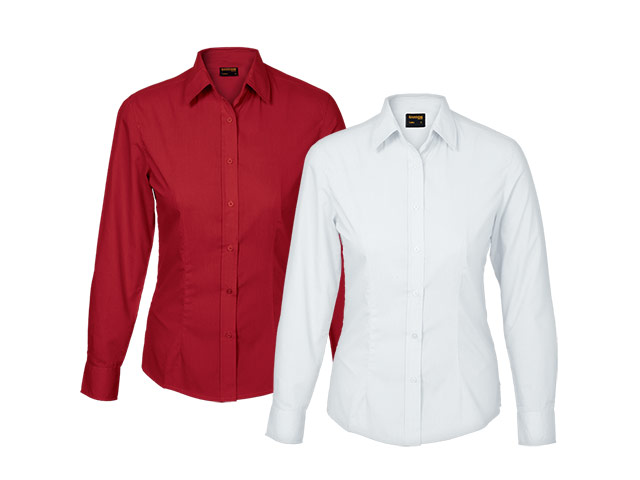 Ladies Basic Poly Cotton Blouse Long Sleeve Shirt - Image 5