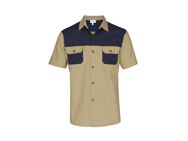 Mens Short Sleeve Serengeti 2-Tone Bush Shirt - Image 3