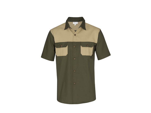 Mens Short Sleeve Serengeti 2-Tone Bush Shirt - Image 4