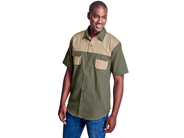 Mens Short Sleeve Serengeti 2-Tone Bush Shirt