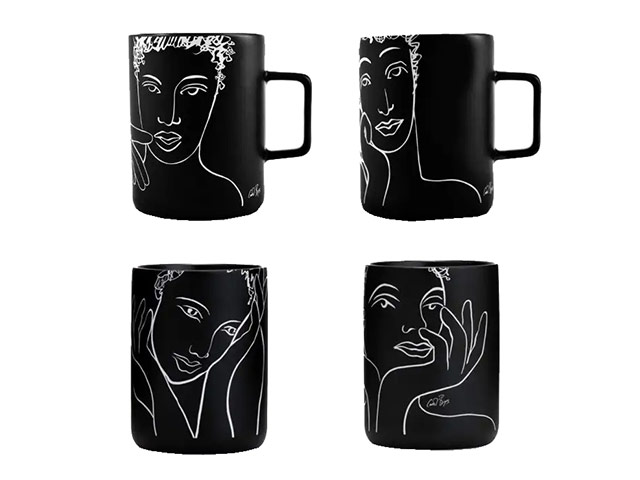 Mug Set Of 4 - Sketchbook Black