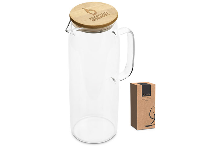 Okiyo Hamana Glass And Bamboo Water Jug - 1.5 Litre