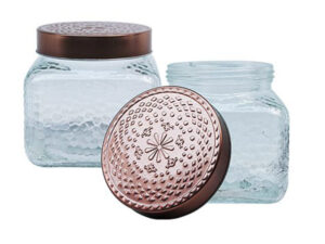 Sq Jar With  Rose Gold Lid1.2L