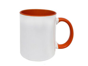 Standard 11Oz Sublimation Mug White Outside/Orange Inside and Handle