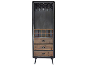 Tall Metal Wine Cabinet With Wdn Drawers 150X37X59Cm