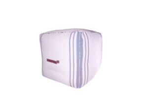 White and Navy Striped Puff
