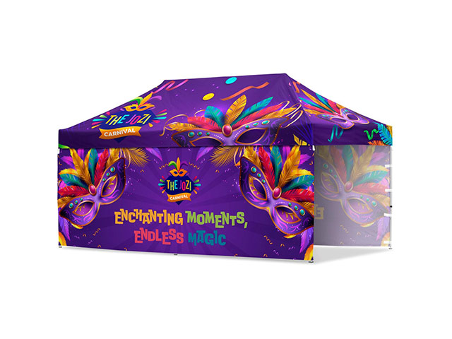 Coated Steel Sublimated Gazebo 6M X 3M - 2 Long Full-Wall Skins