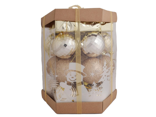 Gold Christmas Baubles And Gift Box Set